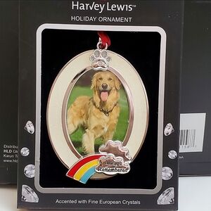 Pet Memorial Frame "Always Remembered" Rainbow Design Christmas Tree Ornament